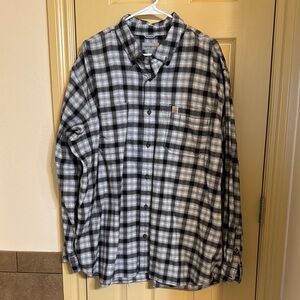 Carhartt Men's Gray and White Checkered Shirt